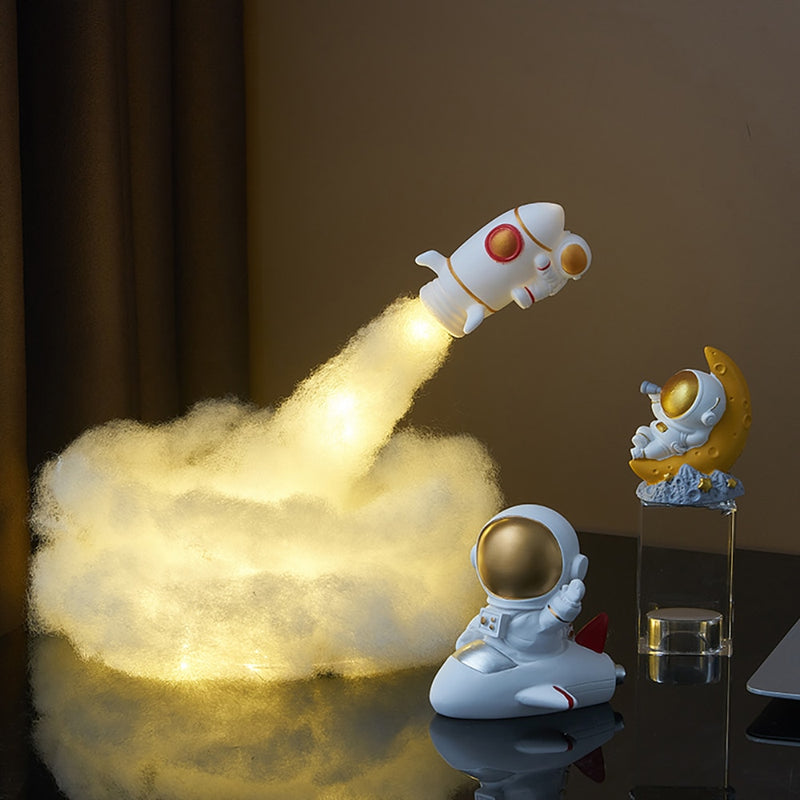 Luminária Astronauta no Foguete