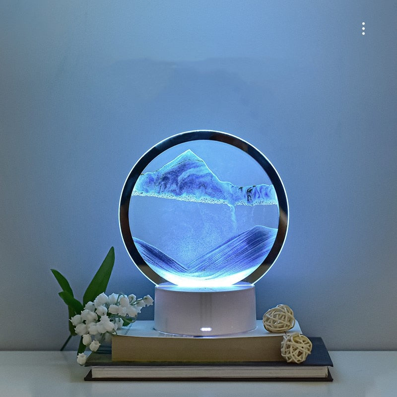 Luminária Ampulheta Criativa Areia 3D LED