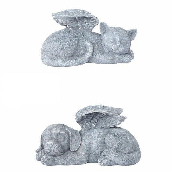 Estatueta Cachorro e Gato Anjos