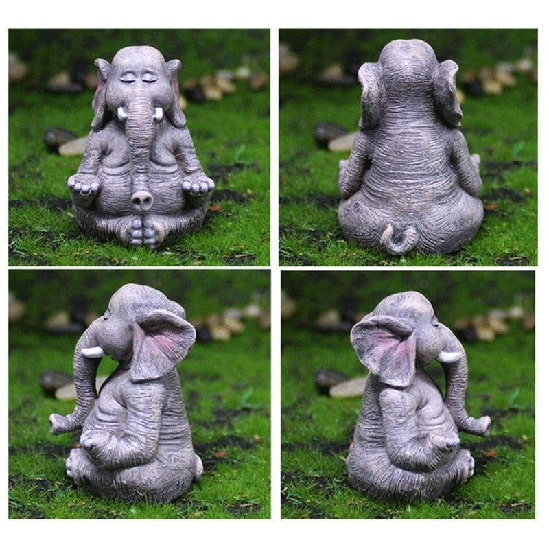 Estatuetas Família Elefante Yoga 3 peças